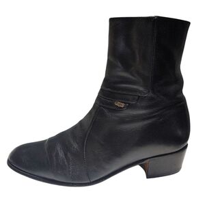 Mexquital Black Leather Zip Up Ankle Short Heel Boots Womens Size 25.5 - 8.5